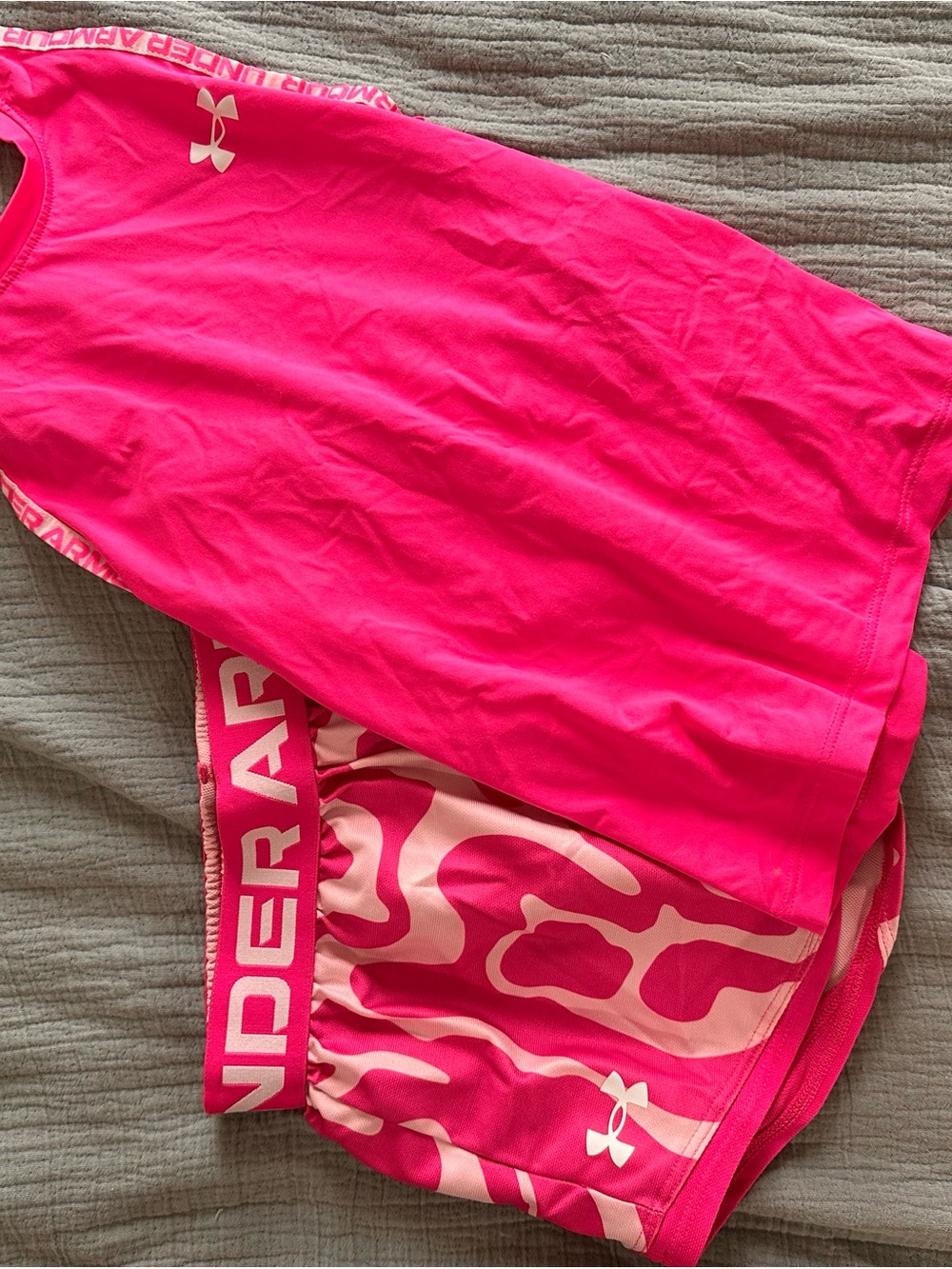 Under Armour Hot Pink Girls' Athletic Tank & Camo Shorts Set